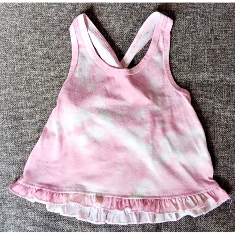 Pajamas 3T PL Sleep Girls Pink Tie Dye Cross Back Tank Top Shorts Ruffles